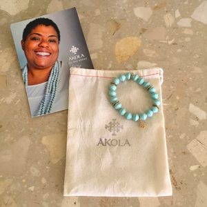 AKOLA | Bone Beads w/ 10k Gold Brass Disc Bracelet